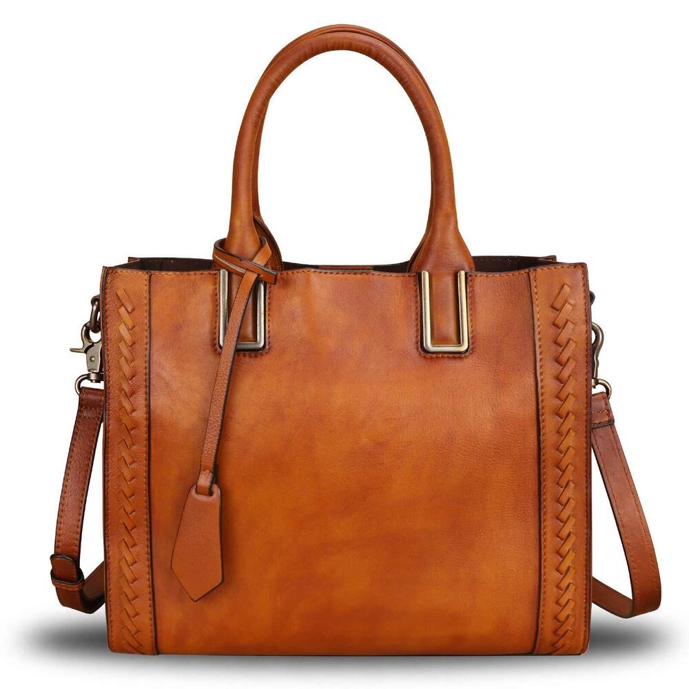2623 Leather Satchel Handbag Vintage Handmade Shoulder Bag Cowhide Tote